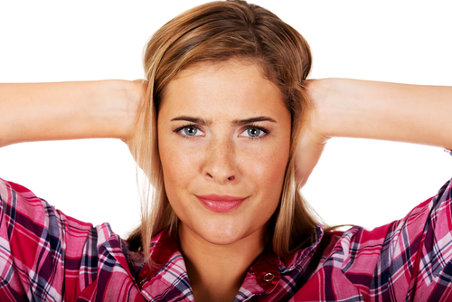 Woman refusing to listen to anyone, woman in denial